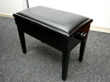 Load image into Gallery viewer, Black Gloss Height Adjustable Piano Stool With Storage