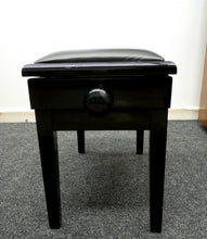 Load image into Gallery viewer, Black Gloss Height Adjustable Piano Stool With Storage