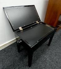 Load image into Gallery viewer, Black Gloss Height Adjustable Piano Stool With Storage