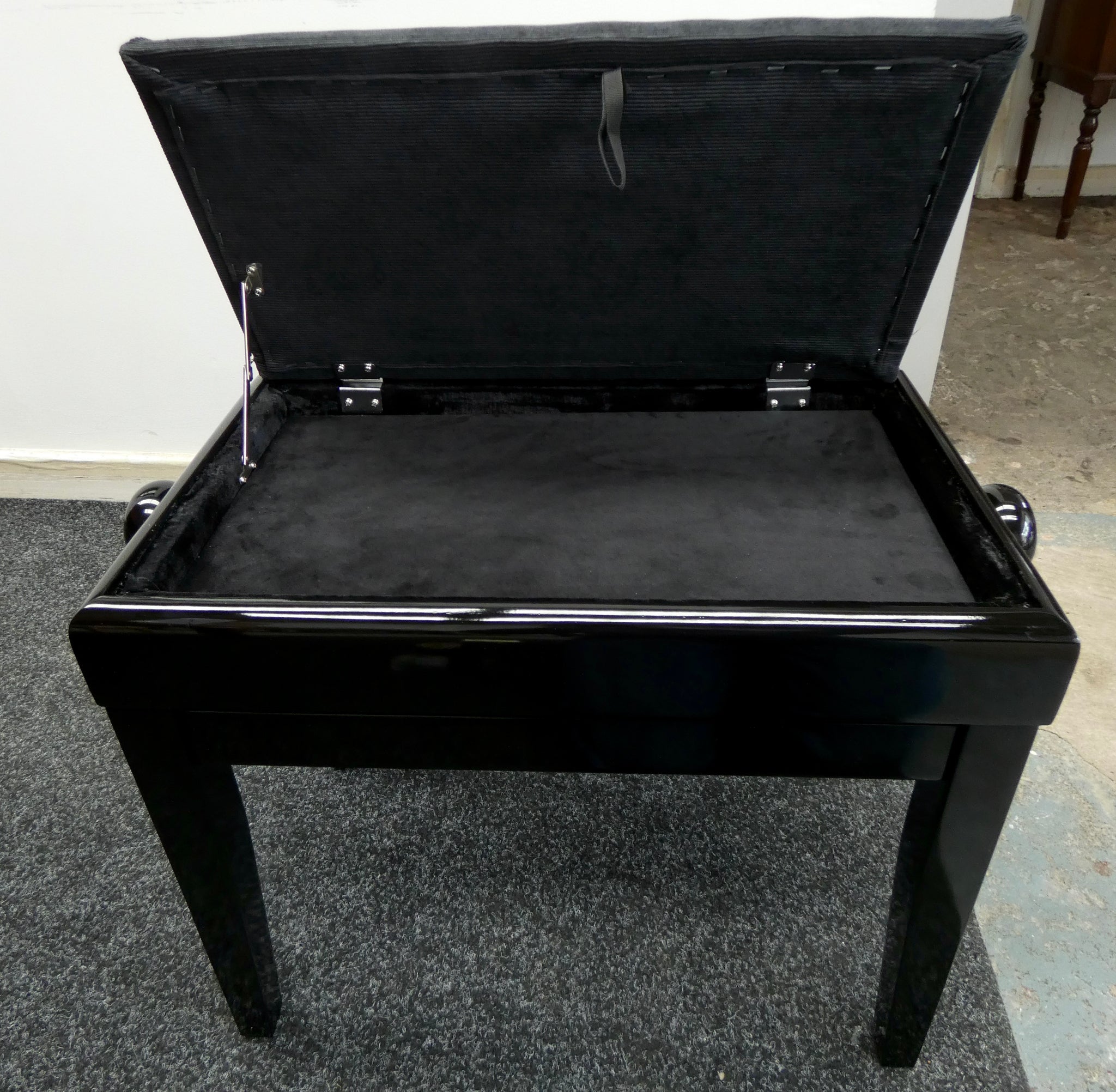 Stagg Height Adjustable Piano Stool With Storage in Black Gloss – Silk ...